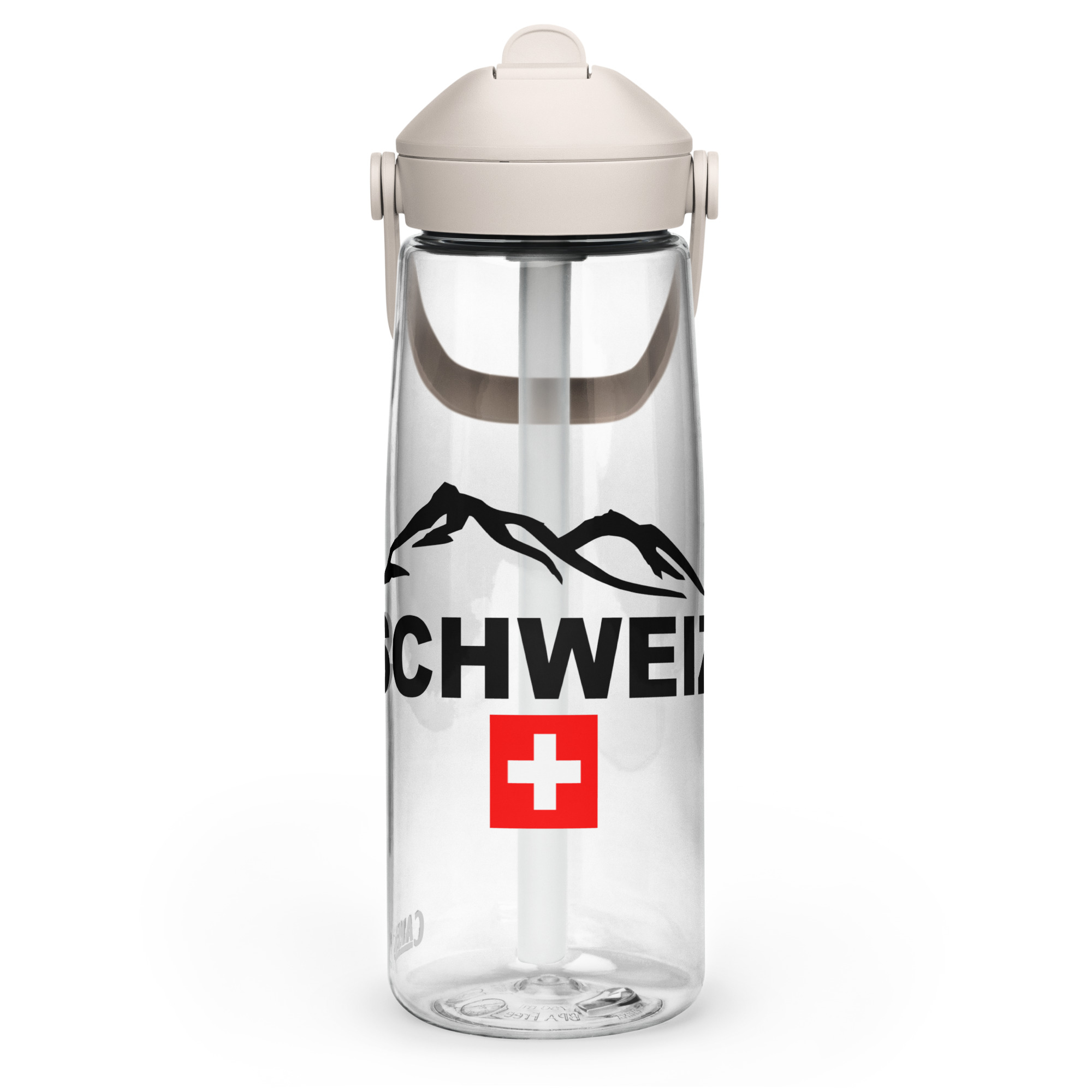 Wasser- Flasche mit umklappbarem Trinkhalm Schweiz – Bild 23