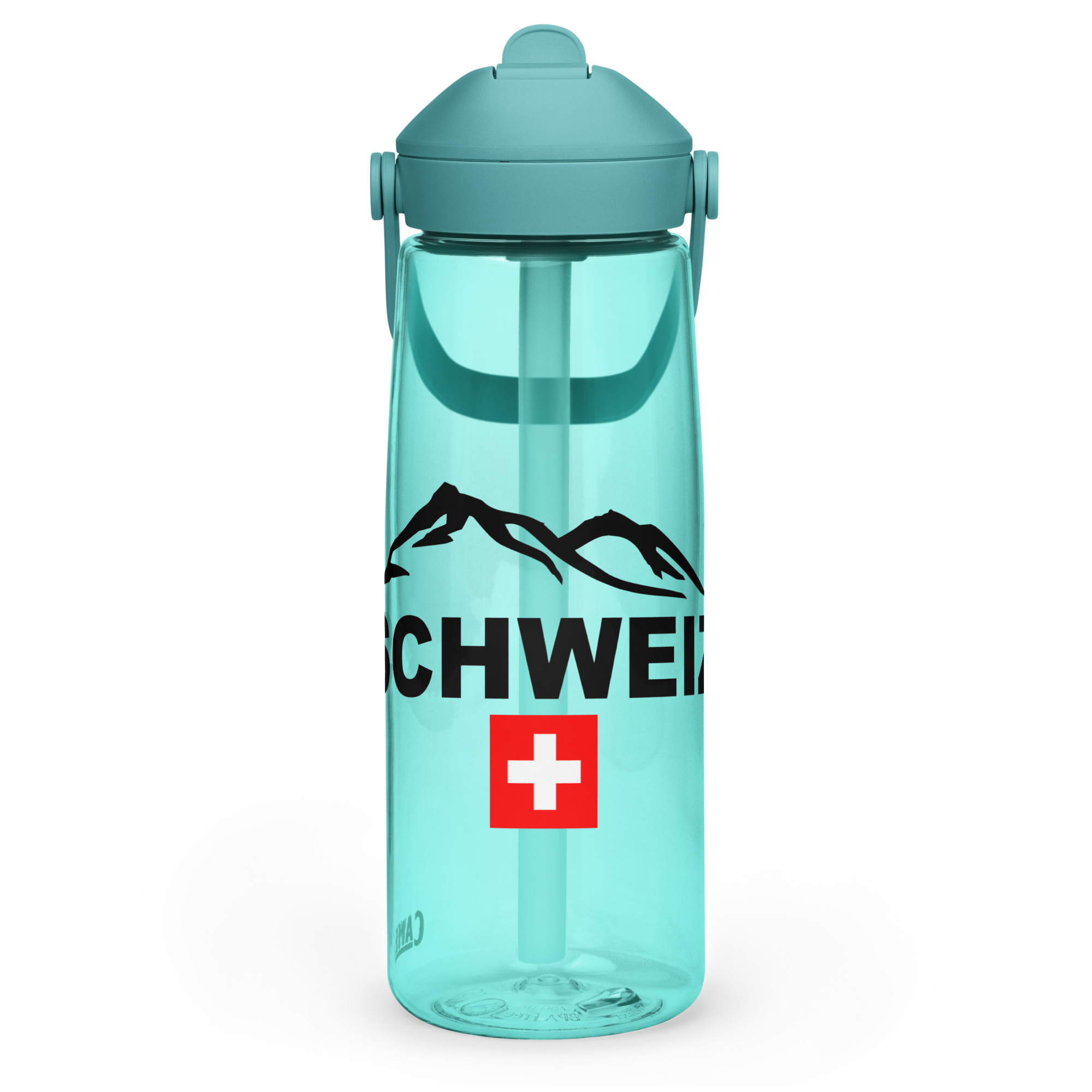 Wasser- Flasche mit umklappbarem Trinkhalm Schweiz – Bild 19