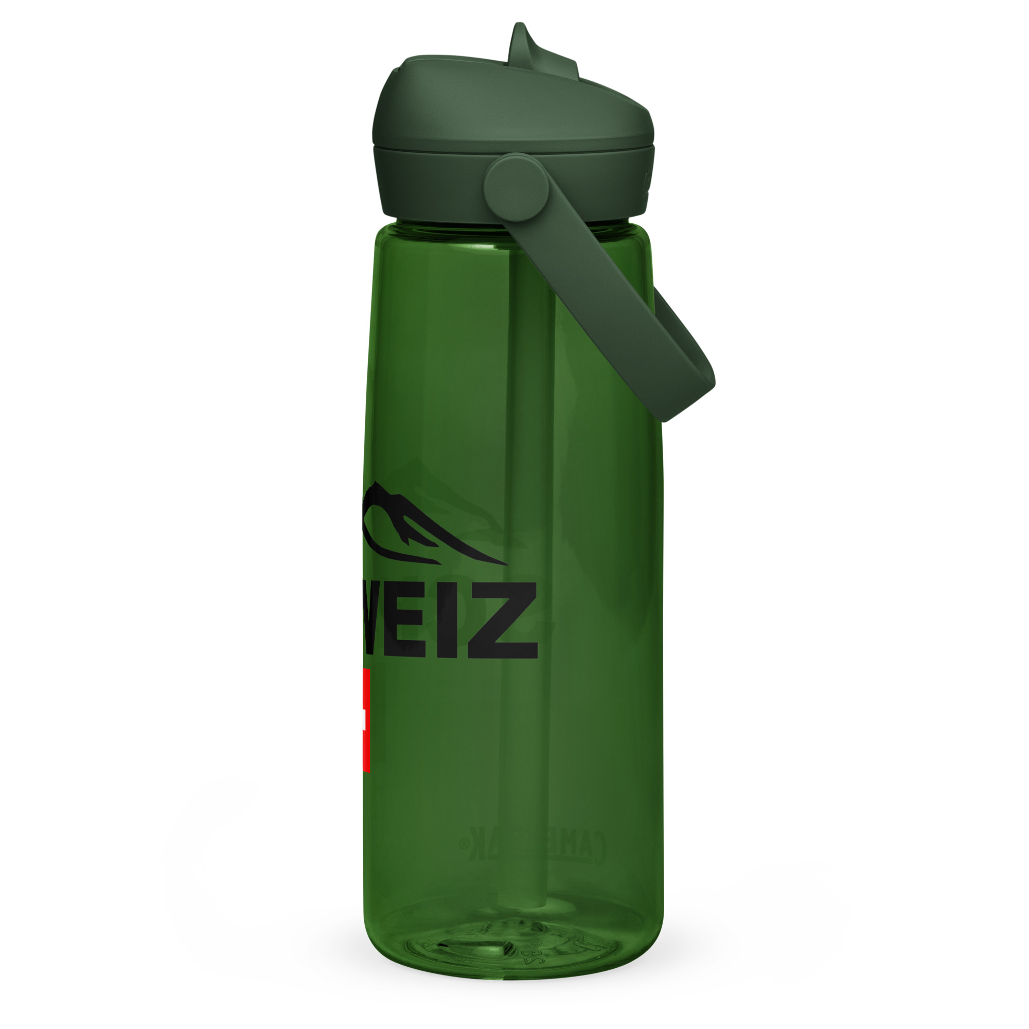 Wasser- Flasche mit umklappbarem Trinkhalm Schweiz – Bild 3