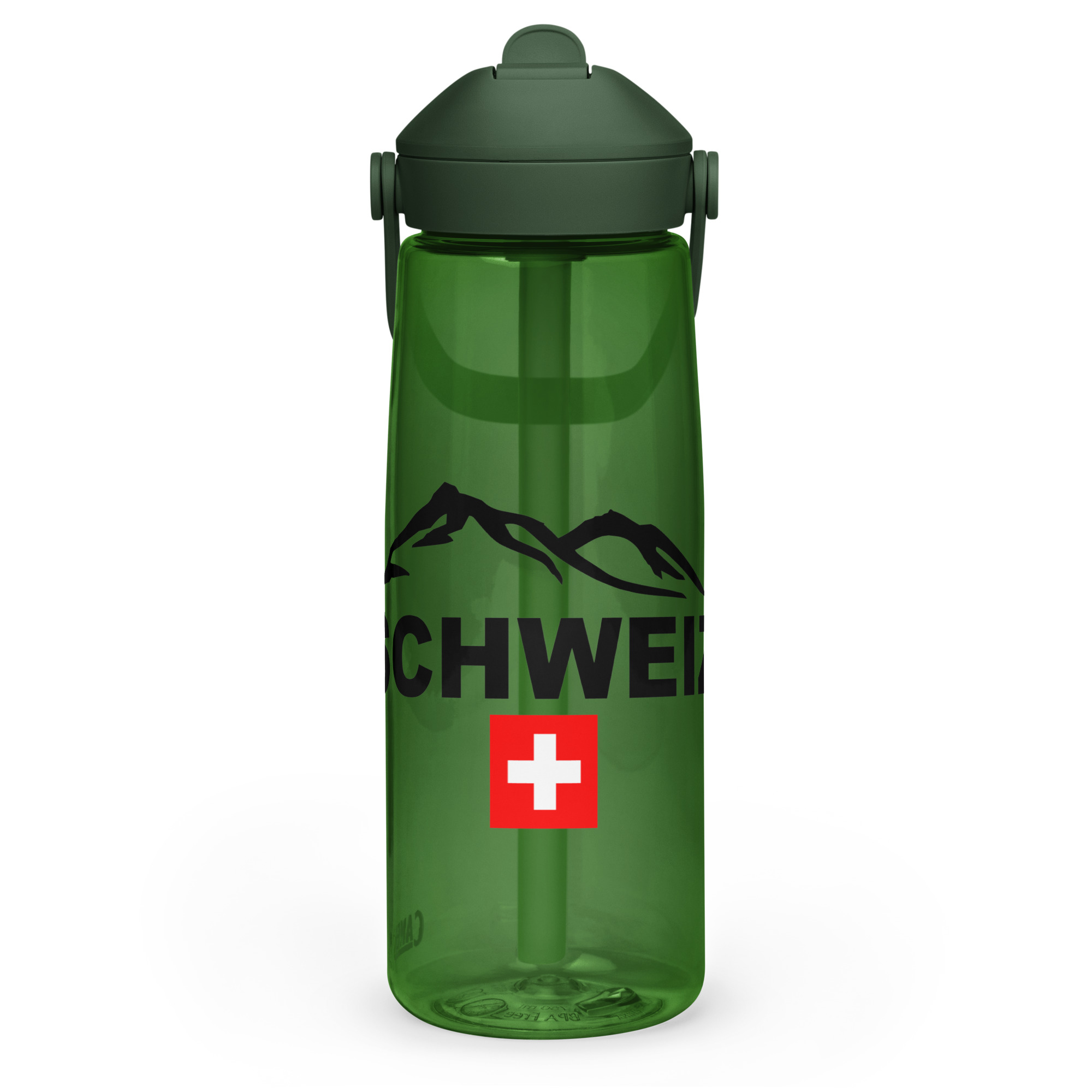 Wasser- Flasche mit umklappbarem Trinkhalm Schweiz – Bild 4