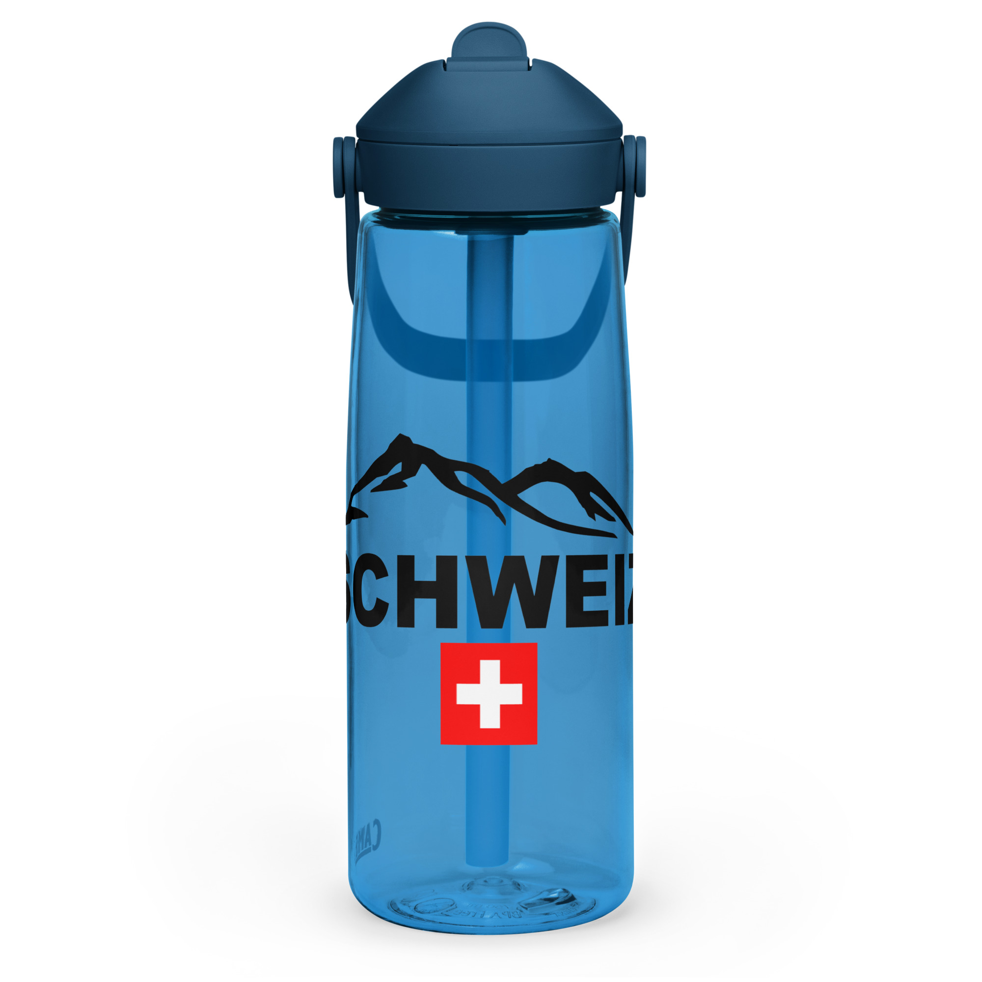 Wasser- Flasche mit umklappbarem Trinkhalm Schweiz